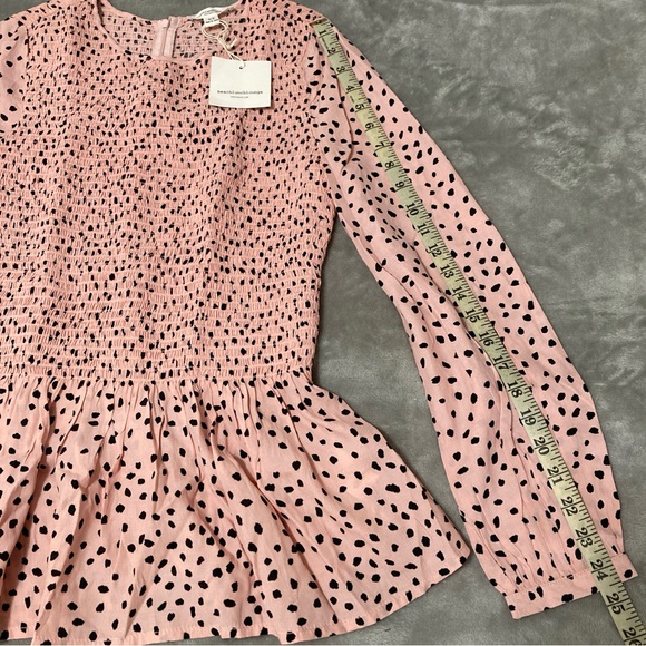 beachlunchlounge New Lauren Polka Dot Rayon Smocked Top S/P Pink - Picture 9 of 16